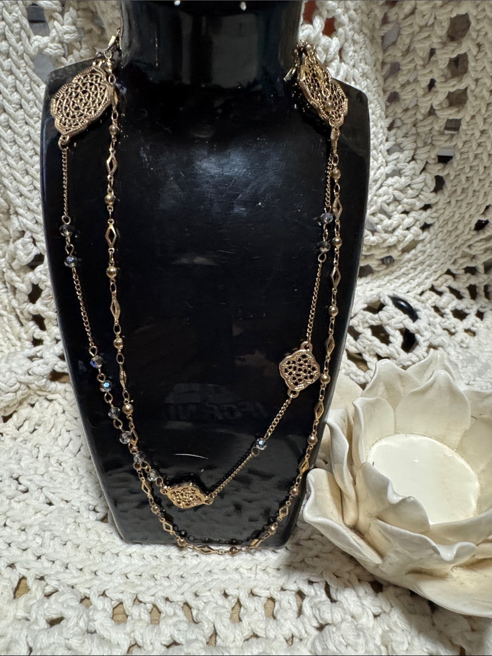 Gold Filigree Multi-Strand Necklace - Elegant Women’s Jewelry